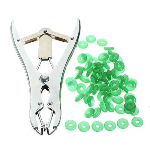 MASUNN Schaf Kastration Zange Schwanz Docking Rinder Kastration Applikator Mit 100 Markier Ringen Werkzeuge Kit von MASUNN