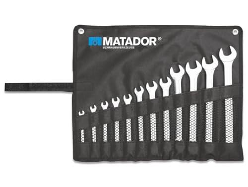 MATADOR Ratschenschlüssel Set 12-teilig | Ringratschenschlüssel 8-19 mm | inkl. Werkzeug Rolltasche | MATADOR Werkzeug Nr. 01839120 von MATADOR Schraubwerkzeuge