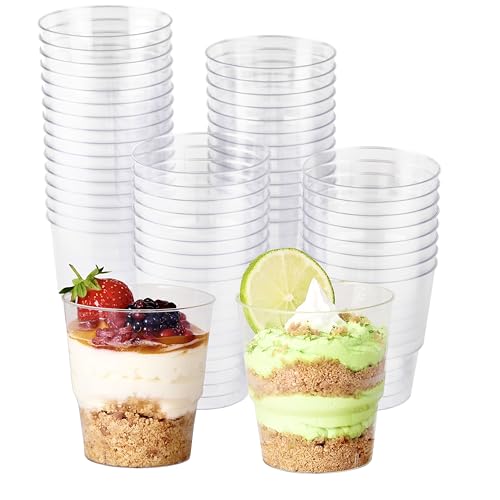 MATANA 48 Hartplastik Dessertschalen für Partys, Buffets (Rund, 240ml) - Plastikbecher, Dessertgläser, Dessertbecher für Pudding, Mousse, Tiramisu - Stabil & Mehrweg von MATANA