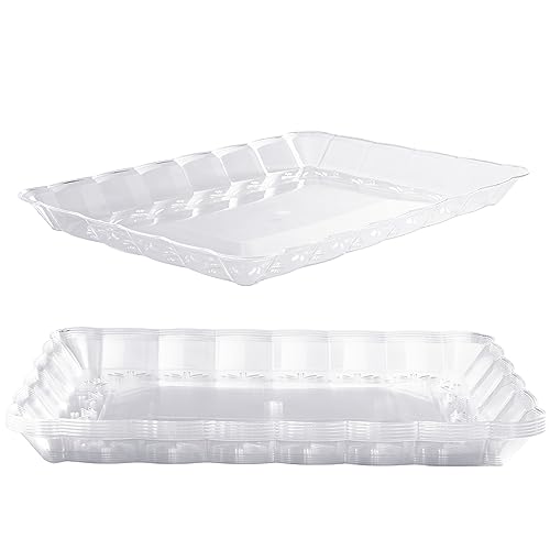 MATANA 6 Plastik Servierplatten für Vorspeisen & Fingerfood - Catering, Buffets, Geburtstage, Hochzeiten, Weihnachten& Partys - Transparent, 32x24cm - Stabil & Mehrweg von MATANA