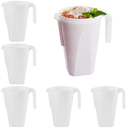 MATANA 6 Krug, Kunststoff (Weiße, 1,5L) - Wasserkrug, Cocktail-Krug, Saftkanne, Wasserkanne, Plastik Karaffe - Geburtstage, Hochzeiten, Grillpartys - Stabil & Mehrweg von MATANA