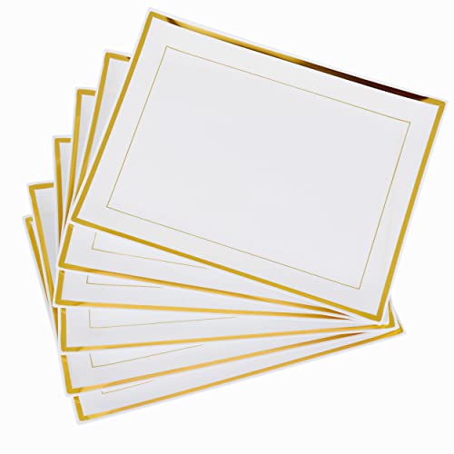 MATANA 6 Weiße Plastik Servierplatten mit Goldrand für Vorspeisen & Fingerfood - Catering, Buffets, Geburtstage, Hochzeiten, Weihnachten & Partys - con 30x 22 cm von MATANA