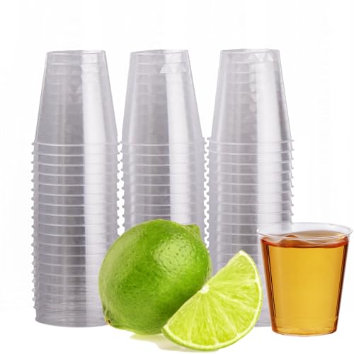 MATANA 60 Schnapsgläser aus Plastik, Transparent 3cl - Pinnchen Kunststoff, Shotgläser, Shot Becher, Schnapsbecher, Plastikbecher - Party Zubehör - Stabil & Mehrweg von MATANA
