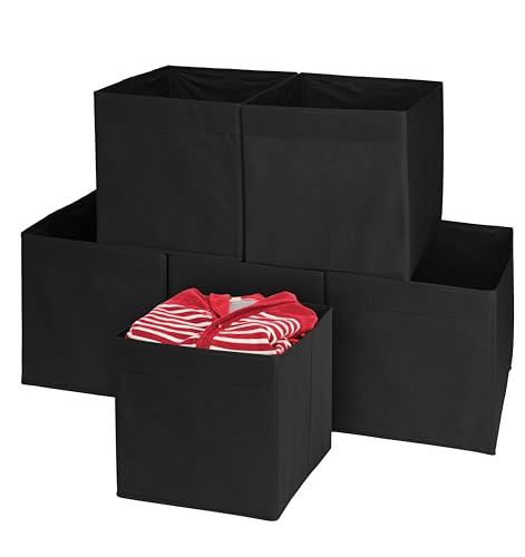 MATANA 6er-Set Faltbare Stoff-Aufbewahrungsboxen 33x33x37cm - Vielseitige Organizer für Kleidung, Spielzeug & Wohnaccessoires - Schwarz von MATANA