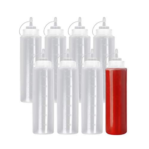 MATANA 8 Große Quetschflaschen aus Kunststoff mit Kappen, XL 680ml - Squeeze Flaschen - Gewürze, Saucen, Ketchup, Dressings, Olivenöl – BPA-Frei & Spülmaschinenfest von MATANA