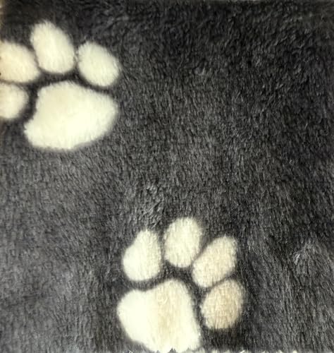 MATE FOR DOGS Kuscheldecke mit Hundepfoten-Muster, 150x190 cm, Grau-Anthrazit, Flauschige Decke für Haustiere (antrazit) von MATE FOR DOGS