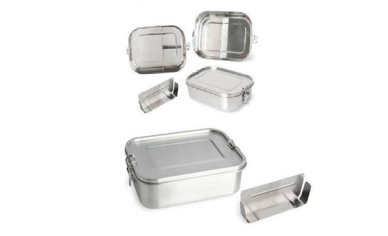 MATEC Germany Ersatzteile Lunchbox Edelstahl Brotbüchse mit herausnehmbarem Steg 1200 ml BPA frei, Edelstahl, (1 Dose 1 Deckel 1 Dichtring), Spülmaschinenfest BPA frei PVC Frei Bleifrei Brotdose Klickverschlüsse von MATEC Germany Ersatzteile