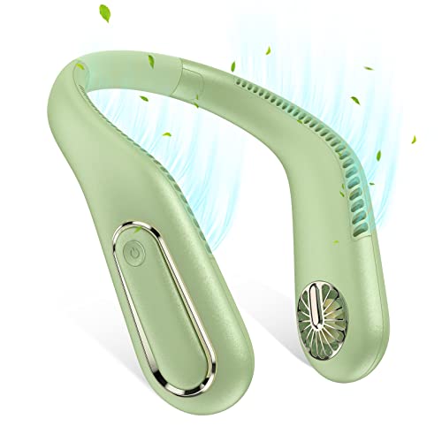 MATEPROX Nackenventilator ohne Klinge Wiederaufladbarer Halsventilator mit 4000mAh Batterie Tragbarer Hände frei Nackenbügel Lüfter für Draussen Zuhause Sport Reise-Grün von MATEPROX