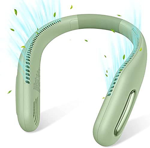 MATEPROX Tragbarer Hals Ventilator,USB Wiederaufladbare Freihand-Nackenband 3 Geschwindigkeiten 70 Luftauslass, Anpassung persönliche Kühlung Nackenventilator für Outdoor, Sport, Büro-Mintgrün von MATEPROX
