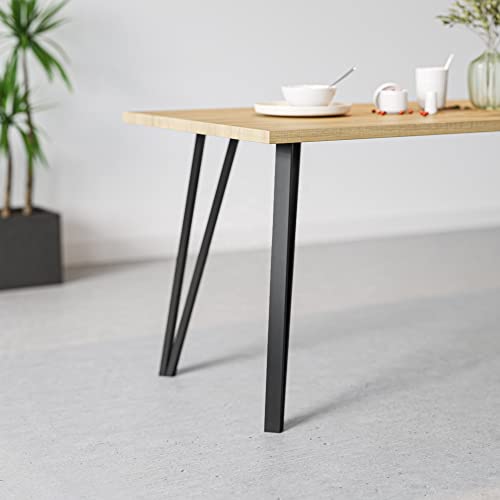 MATERIUM® Tischbeine - 4X Tischbeine Metall Schwarz 70cm - Extra stabile Tischbeine inkl. Schrauben und Bodenschutz - Modernes Design - Esstisch, Schreibtisch (Schwarz) von MATERIUM