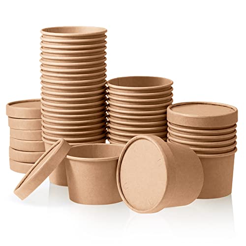 MATICAN Papier-Eisbecher mit Deckel, Suppenbecher mit Deckel, 266 ml, Einweg-Eiscremebehälter, 266 ml, Kraftbraun, 40 Stück MATICAN Papier-Eisbecher mit Deckel, Suppenbecher mit Deckel, 266 ml, Einweg-Eiscremebehälter, 266 ml, Kraftbraun, 40 Stück von MATICAN
