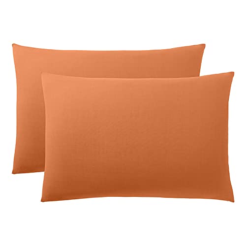 2 Stück Kissenbezüge 50 x 70 cm orange/100% Baumwolle, 57 Fäden/cm² von UNIVERSDECOR