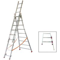 Echelle transformable 3x12 barreaux - Longueur déployée 7,90m - Sol plat ou escalier - ATL350-3/BR von MATISÈRE