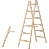 Maler Doppelleiter aus Holz 2x4 Stufen - Maximale Arbeitshöhe 2.55m - 71410/2x4/79640 von MATISÈRE