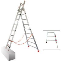 Matisère - Echelle transformable 2x8 barreaux - Rattrapage de niveau - Longueur déployée 3.70m - Sol plat ou escalier - ATL230-2/BR von MATISÈRE