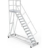 Mobile Plattform mit Geländer links und hinten 2 Zugangsrampen + Sicherheitstür - Maximale Arbeitshöhe 4.80m - PTF114D-RSP von MATISÈRE