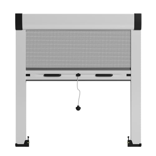 Fliegengitter Insektenschutzrollo aus Aluminium nach Maß für Fenster, einfaches Anbringen, komplettes Set (Breite 50 cm bis 149 cm Höhe 50 cm bis 149 cm) von MATISMO