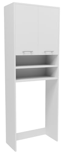 MATKAM Badezimmerschrank über der Waschmaschine, FIN1802DBIA, H180 x B64 x T30 cm, robust und stilvoll (Weiß) von MATKAM