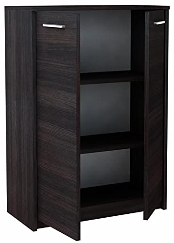 MATKAM Bürokommode 2D2P 2-türig, H/B/T 108 x 77 x 35 cm, mit Zwei Innenregalen (Abstand 31,7 cm, passend für einen Standard-Ordner), Griffe in Metall-Optik. Scharniere aus Metall (Wenge) von MATKAM