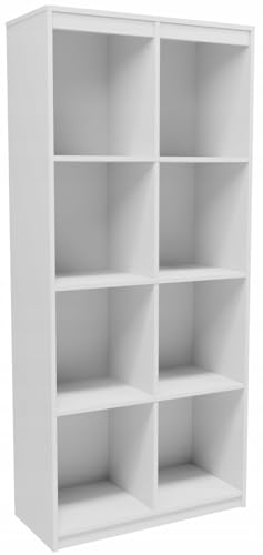 MATKAM Büroregal R808PBIA, H180 x B80 x T35 cm, Offener Schrank mit 8 Staufächern, Elegantes Design ideal für Ihr Büro oder Zuhause (Weiß) von MATKAM