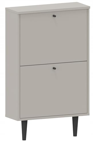 MATKAM Dotti 520 Schuhschrank in moderner Skandi-Optik, Ausklappbare Schuhablage, zusätzlicher Stauraum mit Einer Klapptür, Wandmontage (Kaschmir) von MATKAM