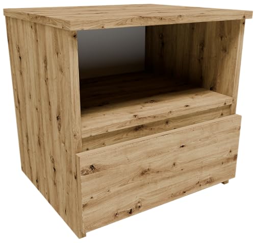 MATKAM Eleganter Nachttisch CL140ART, H40 x B40 x T35 cm, stilvolles Design, einfache Montage (Artisan Eiche) von MATKAM