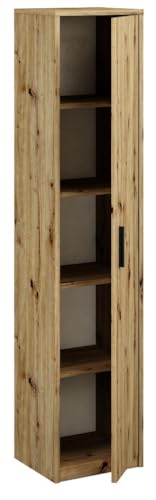 MATKAM Schmaler Schrank Schlafzimmer - Mehrzweckschrank B40 H182 T35cm - Regal Schmal mit Türen - Kleiderschrank mit 4 Bretter - Allzweckschrank für Schlafzimmer, Wohnzimmer, Büro - Artisan Eiche von MATKAM