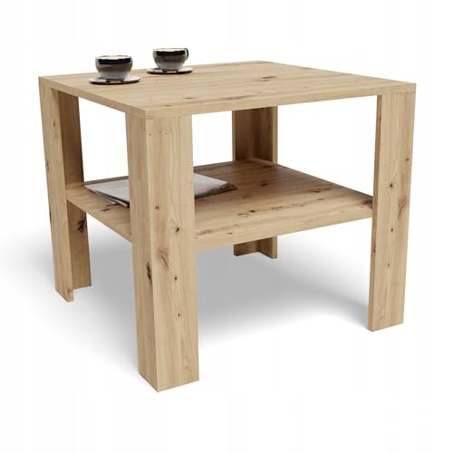 MATKAM Moderner Couchtisch 68x68 cm HOCH EX3, Hochwertiges Design, Perfekt für Wohnzimmer oder Büro, einfache Montage (Artisan Eiche) von MATKAM
