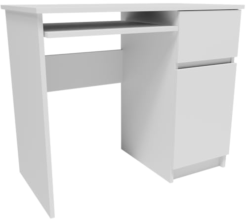 MATKAM Moderner Schreibtisch PIKPRABIA H77 x B90 x T50 cm, Ideal für Ihr Büro oder Zuhause (Weiß) von MATKAM