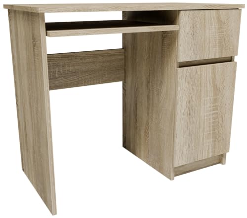 MATKAM Moderner Schreibtisch PIKPRASON H77 x B90 x T50 cm, Ideal für Ihr Büro oder Zuhause (Sonoma Eiche) von MATKAM
