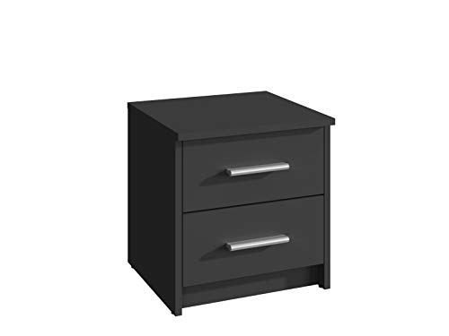 MATKAM Nachttisch 2S in klassischer Optik | H/B/T 41 x 40 x 35 cm, mit Zwei Schubladen | In verschiedenen Ausführungen erhältlich (Schwarz) von MATKAM