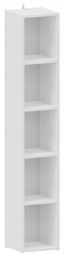 MATKAM Offenes Hochregal BODO DUAL R30O, H175 x B30 x T30 cm, 4 Bretter und 5 Fächer, Bücherregal ideal für Büro und Zuhause (Weiß) von MATKAM