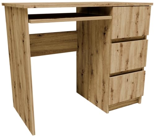 MATKAM Schreibtisch A6PRART, H77 x B90 x T50 cm, Modernes Design, Ideal für jedes Büro (Artisan Eiche) von MATKAM
