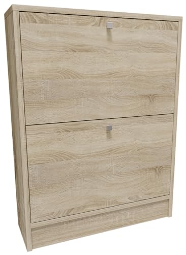 MATKAM Schuhschrank RUB260SON, H80 x B60 x T20 cm mit 2 Klapptüren, Perfekt für jedes Zuhause (Sonoma Eiche) von MATKAM