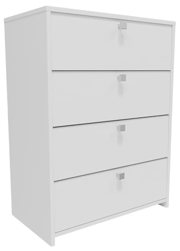 MATKAM Schuhschrank in moderner Optik RUB460, H80 x B60 x T33 cm, mit 4 Klappen (Weiß) von MATKAM