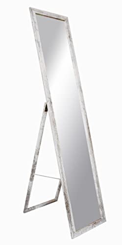 MATKAM Standspiegel B36 x H152 x T44 cm, Spiegelrahmen furniert, Spiegelpaneel 150 x 30 cm (Gebleichte Kiefer) von MATKAM