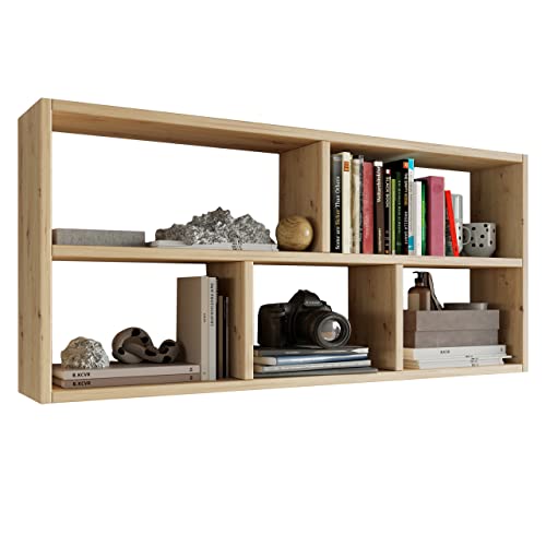 MATKAM Wandregal Hängend - Regal Wand B:113,6 H:50 T:25cm - Hängeregal mit modernem Design - Bücherregal Wand für Wohnzimmer, Schlafzimmer oder Jugendzimmer - Bücherregal Hängend - Artisan Eiche von MATKAM