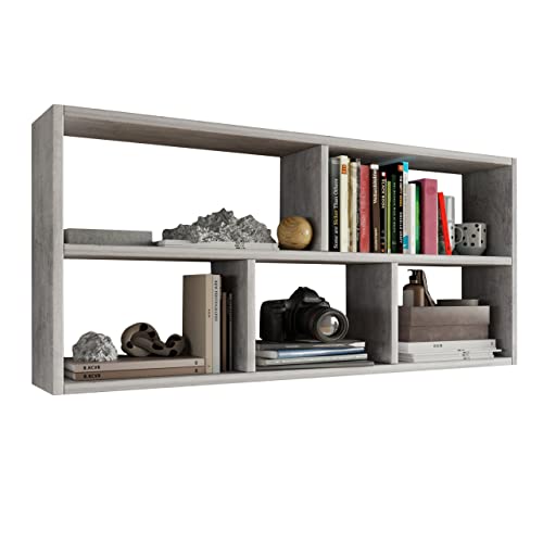 MATKAM Wandregal Hängend - Regal Wand B:113,6 H:50 T:25cm - Hängeregal mit modernem Design - Bücherregal Wand für Wohnzimmer, Schlafzimmer oder Jugendzimmer - Bücherregal Hängend - Beton von MATKAM