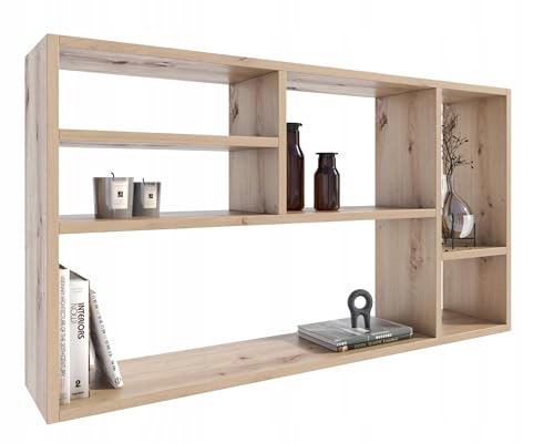 MATKAM Wandregal Milano für Bücher und Dekorationen, Stilvolles Hängeregal für Ihr Zuhause (Artisan Eiche) von MATKAM