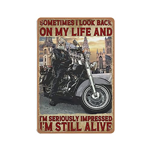 MATLPATS Motorrad-Blechschild "Sometimes I Look Back On My Life I'm Seriously Impressed I'm Still Alive", Retro-Blechschild, Wandkunst, Dekoration, 20,3 x 30,5 cm MATLPATS Motorrad-Blechschild "Sometimes I Look Back On My Life I'm Seriously Impressed I'm Still Alive", Retro-Blechschild, Wandkunst, Dekoration, 20,3 x 30,5 cm von MATLPATS