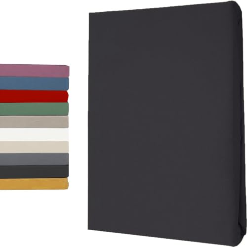 Matmazel Renforcé Spannbettlaken 100x200 cm - Schwarz - 100% Baumwolle Spannbettuch für Matratzenhöhe bis 25 cm, Oeko-Tex® 100 Zertifiziert von MATMAZEL