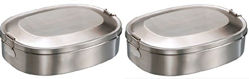 2 Stück Edelstahl Vesperdose 14 x 18 cm Vesperbox Brotdose Lunchbox Dose Box Behälter von MATO