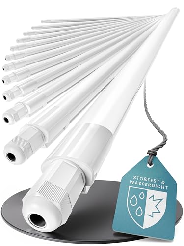MATO 12x Feuchtraumleuchte LED 120cm - Wasserdicht IP65, 36W, 4320lm - 4000K Neutralweiß - Verknüpfbare Feuchtraumlampe - Wannenleuchte, Kellerleuchte, Garagenlampe, Werkstatt Deckenleuchte Lang von MATO
