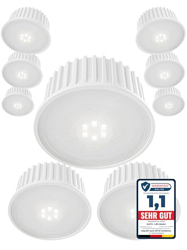 MATO 9x LED Modul 230V 5W extra flach 50mm x 22mm, 4000K neutralweiß, 470lm, CRI 90, LED Leuchtmittel GU10 MR16 Ersatz für Einbaustrahler, Aufbauspot und Deckenspots von MATO