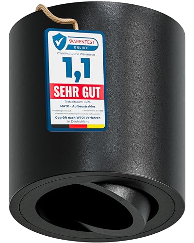 MATO Aufbauspot GU10 schwarz - 30° schwenkbar - Ø80x84mm - Aufbaustrahler mit GU10 Fassung - Aluminium Deckenspots Aufputz 230V, Aufbau Spots Decke, Aufbauleuchte - ohne Leuchtmittel MATO Aufbauspot GU10 schwarz - 30° schwenkbar - Ø80x84mm - Aufbaustrahler mit GU10 Fassung - Aluminium Deckenspots Aufputz 230V, Aufbau Spots Decke, Aufbauleuchte - ohne Leuchtmittel von MATO