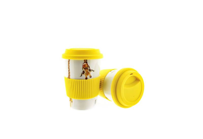 MATO Coffee-to-go-Becher Kaffeebecher aus Porzellan, Coffee to go Becher mit Deckel 350 ml von MATO