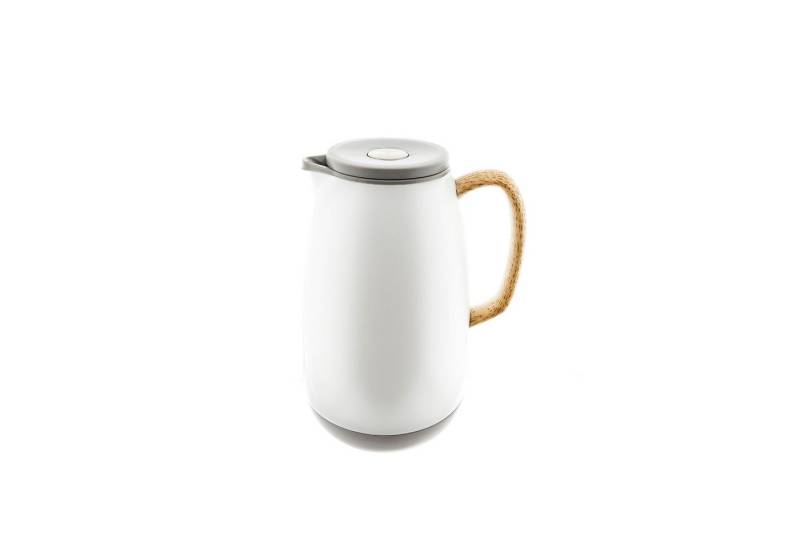 MATO Isolierkanne 1L aus Edelstahl mit ergonomischem Holzgriff & Push-Down-Button, (1-St) von MATO