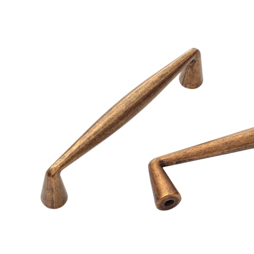 MATOOYA Schrankgriffe aus massivem antikem Messing, Zinklegierung, Vintage-Schubladengriffe für Küche, Kommodengriffe für Schlafzimmer, einfach zu installieren, 108 mm, 5 Stück von MATOOYA