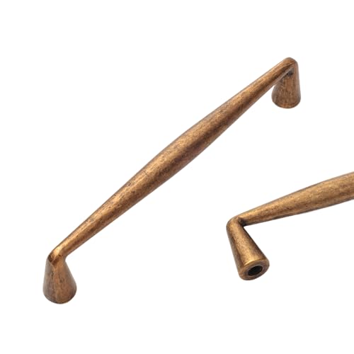 MATOOYA Schrankgriffe aus massivem antikem Messing, Zinklegierung, Vintage-Schubladengriffe für Küche, Kommodengriffe für Schlafzimmer, einfach zu installieren (140 mm), 5 Stück von MATOOYA