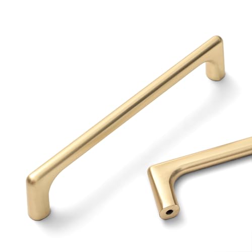 MATOOYA Solide Schrankgriffe, Zinklegierung, Schrank-/Schubladengriffe, gebürstetes Messing, einfach zu installieren, 138 mm, 10 Stück von MATOOYA